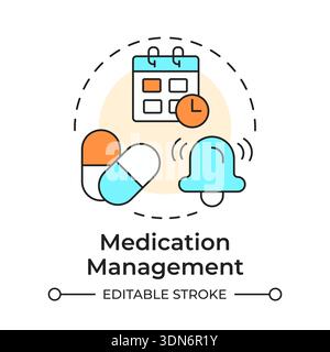 Medication management multi color concept icon Stock Vector