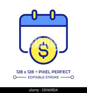 Payment schedule pixel perfect line color icon Stock Vector