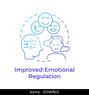 Improved emotional regulation blue gradient concept icon Stock Vector