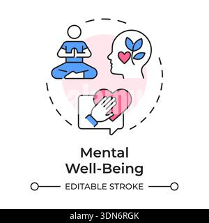 Mental wellbeing multi color concept icon Stock Vector