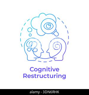 Cognitive restructuring blue gradient concept icon Stock Vector