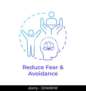 Reduce fear and avoidance blue gradient concept icon Stock Vector