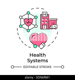 Health systems multi color concept icon Stock Vector