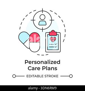Personalized care plans multi color concept icon Stock Vector
