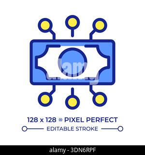 Digital currency pixel perfect line color icon Stock Vector