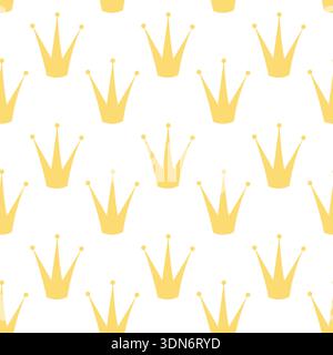 Minimal seamless pattern with golden crown shapes in flat style Stock Vector