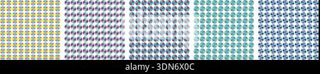 Vector gradient square grid pattern set in yellow, purple, teal, and blue shades, abstract geometric texture background Stock Vector