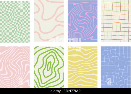 Retro vintage hand drawn abstract patterned backgrounds inspired by French and Italian style. Decorative striped, checkered, and geometric designs perfect for textiles, packaging, posters, and branding. Retro abstract patterns. Vintage hand drawn backgrounds. French Italian pattern style. Retro geometric pattern set. Hand drawn textile patterns Stock Vector