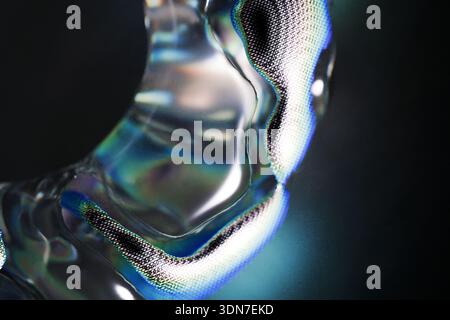 High-tech abstract background featuring holographic reflections and a micro-mesh pattern. Perfect for themes of innovation, AI, biotechnology, and dig Stock Photo
