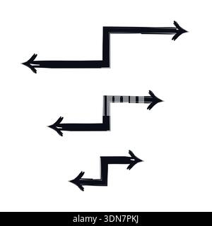 Two-sided arrows bold thick stroke graphic element set Stock Vector