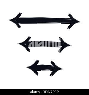 Two-sided horizontal arrows bold thick stroke graphic element set Stock Vector