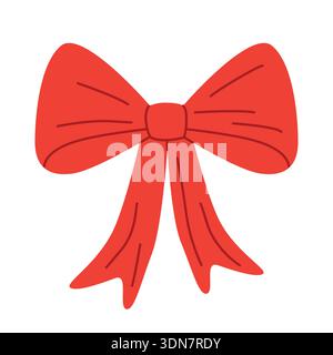 red bow icon, festive ribbon decoration and gift wrapping concept, ornamental bow graphic for holiday, celebration, gift tag and design elements -vect Stock Vector