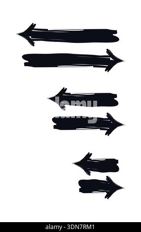 Alternating left and right pointing arrows bold thick stroke graphic element set Stock Vector