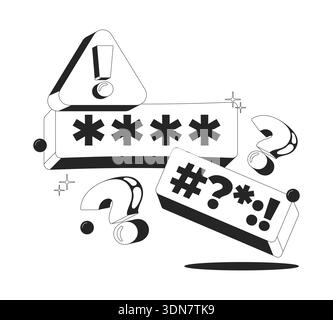 Wrong password alert clean onboarding illustration Stock Vector