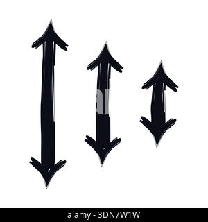 Two-sided vertical arrows bold thick stroke graphic element set Stock Vector