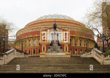 London, Uk - January 27, 2026 - South entrance of the Royal Albert Hall with Albert Memorial in London Stock Photo