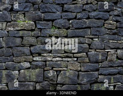 Historic Limestone with Natural Black Staining Stock Photo
