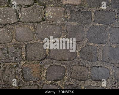 Historic cobbled path creating a natural ground background. Stock Photo