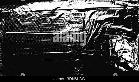Plastic wrap texture. Monochrome distressed bg. Vinyl vintage cd album or photo cover overlay effect Stock Vector