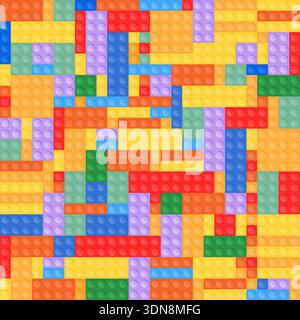 Toy blocks background. Colorful plastic toy construction bricks design. Seamless vector background pattern. Stock Vector