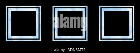 Set of three modern geometric style business borders. Square content blank blue frame set. Stock Vector