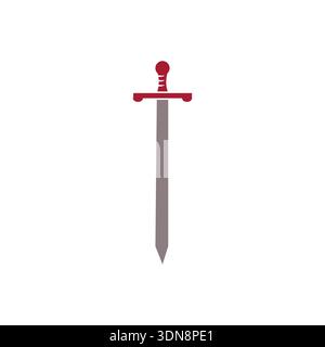 Sword icon design in modern flat, line and glyph style. Ideal for games, fantasy projects, mobile apps, websites, UI, logos, and digital interfaces wi Stock Vector