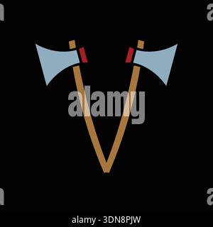Modern initial letter V ax icon with clean geometric lines in minimal vector style, perfect for branding, app, web, gaming, and creative projects, iso Stock Vector