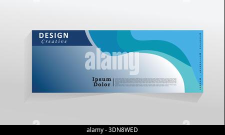 Horizontal banner for digital product and services, Vector banner template for social media and web, promotion banner. cover header, blue colour. Stock Vector