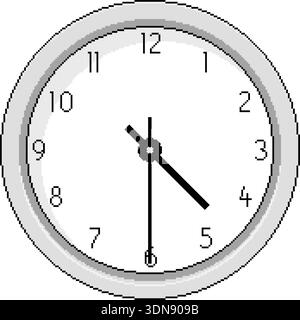 Pixel Art Clock at Half Past Four - Vector Illustration Stock Vector