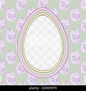 Easter Egg Paper Cut Layout with Copy space and Patterned Cover in trendy soft Palate Happy Easter. Vector illustration Easter Greeting thematic cards or media posts template, promo banner, poster, ad Stock Vector
