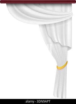 White curtain with realistic fabric. Classic elegant cloth Stock Vector
