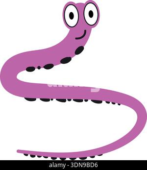 Worm color icon. Crawling funny animal mascot Stock Vector