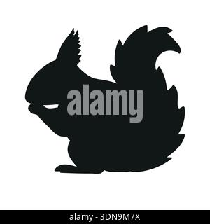 Vector flat hand drawn squirrel silhouette Stock Vector