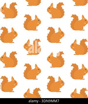 Vector seamless pattern of hand drawn squirrel Stock Vector
