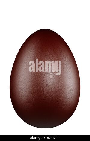 A dark chocolate Easter egg with a shiny, smooth texture on a white background. 3d rendering Stock Photo
