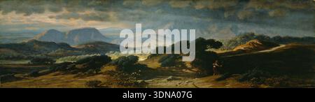 Storm in Umbria by Elihu Vedder, 1875, panoramic landscape with distant mountains, pastoral valleys, and dramatic clouded sky over central Italian terrain Stock Photo