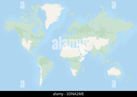 Sierra Leone Highlighted on World Map with National Flag. Vector world map with Sierra Leone highlighted using its national flag. Stock Vector