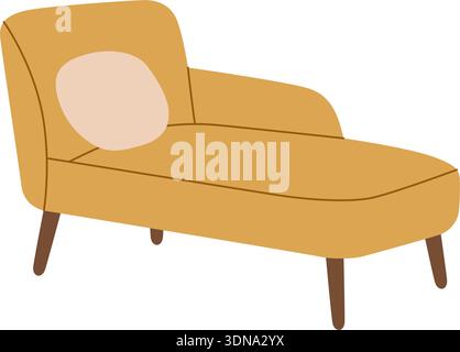 Modern chaise lounge with cushion. Flat vector furniture illustration Stock Vector