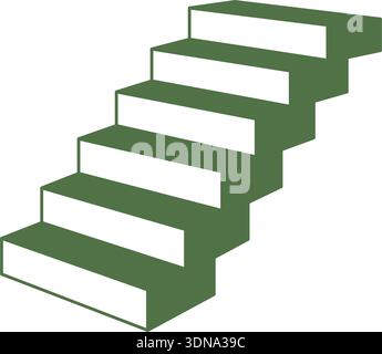 Perspective staircase illustration. Vector icon of upward steps with angle and clean structure. Stock Vector