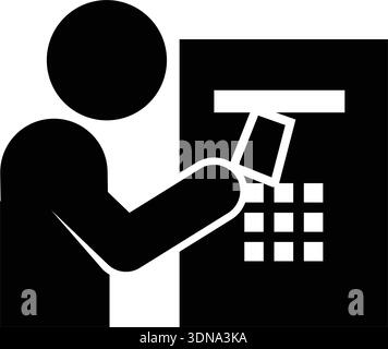 ATM insert card icon pictogram illustration showing customer inserting debit or credit card into bank machine Stock Vector