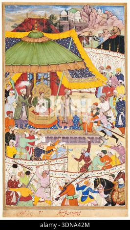 Miniature painting of mughal emperor akbar Stock Photo - Alamy