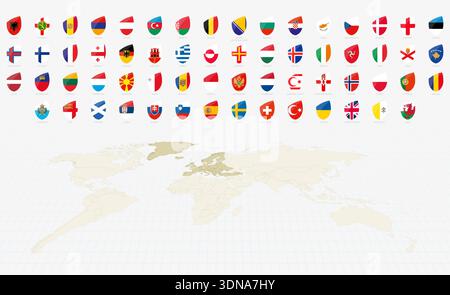 European Flags in Rugby Style. Big Rugby icon set. Vector collection. Stock Vector