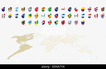 American Flags in Rugby Style. Big Rugby icon set. Vector collection. Stock Vector