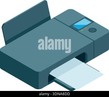Printer icon. Isometric office electronic device cartoon Stock Vector