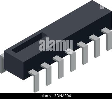 Semiconductor isometric element. Chip icon. Cartoon component Stock Vector