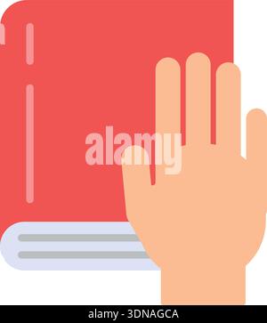 Pledge color icon. Holy book hand oath Stock Vector