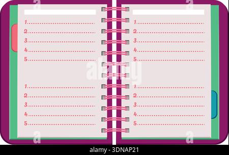 Notebook pages template. Blank paper lined sheets Stock Vector