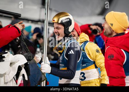 Philipp Raimund Deutschland Celebrating His Gold Medal Ski Jumping Philipp Raimund Deutschland Celebrating His Gold Medal Ski Jumping Men Normal Hill Milano Cortina 2026 Olympic Games 09 02 2026 Photo By Hmb Mediamarc Usa 3dnata5