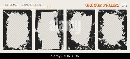 Gouache Grunge Frames. Vertical templates. Vector. Stock Vector