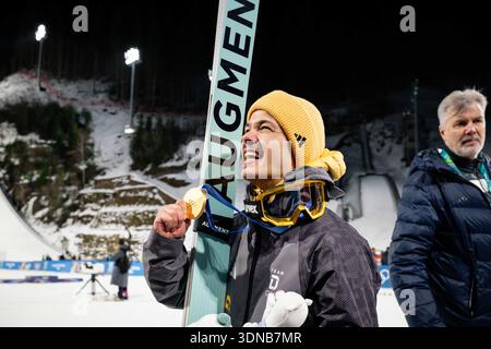 Philipp Raimund Deutschland Celebrating His Gold Medal Ski Jumping Philipp Raimund Deutschland Celebrating His Gold Medal Ski Jumping Men Normal Hill Milano Cortina 2026 Olympic Games 09 02 2026 Photo By Hmb Mediamarc Usa 3dnb7mr